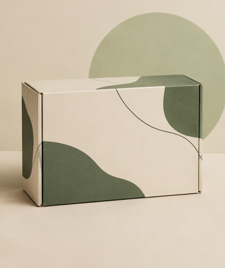 Ivory and sage e-commerce mailer box